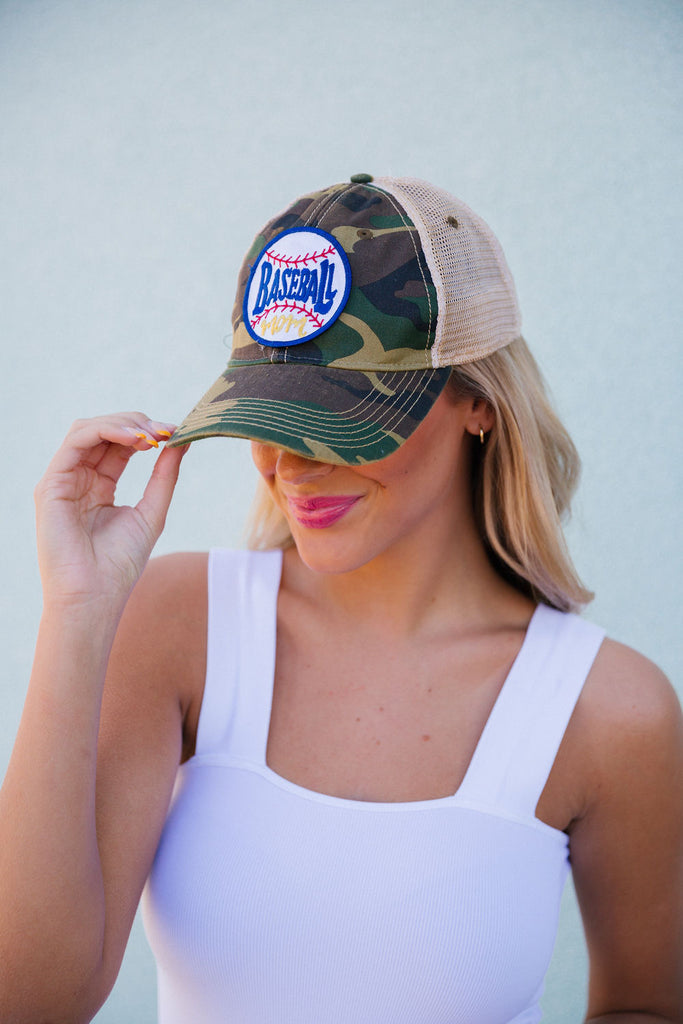GAMEDAY HAT COLLECTION Hats Judith March BASEBALL MOM ROUND - CAMO DISTRESSED  