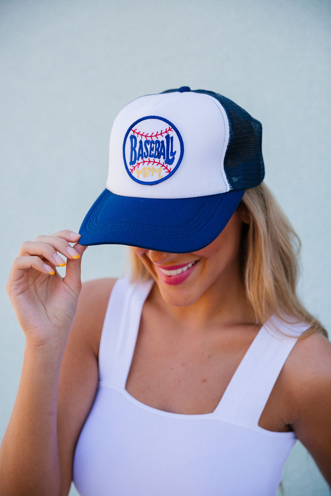 GAMEDAY HAT COLLECTION Hats Judith March BASEBALL MOM ROUND - NAVY/WHITE TRUCKER  
