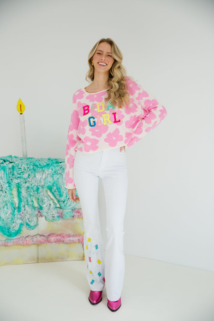 BIRTHDAY GIRL FLORAL SWEATER SWEATER Judith March   