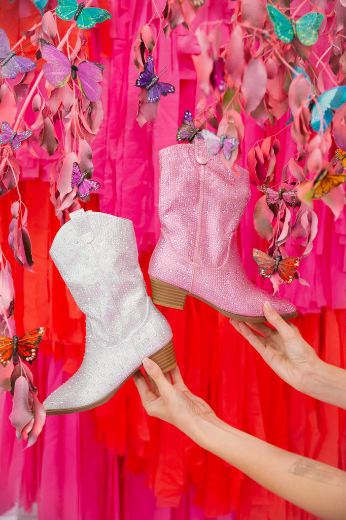 Pink or White rhinestone cowgirl boots 