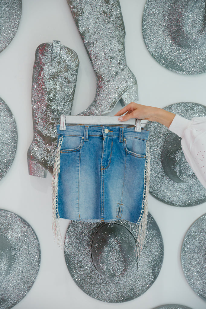MINI KIDS DISCO COWGIRL DENIM SKIRT DENIM JACKET Judith March   