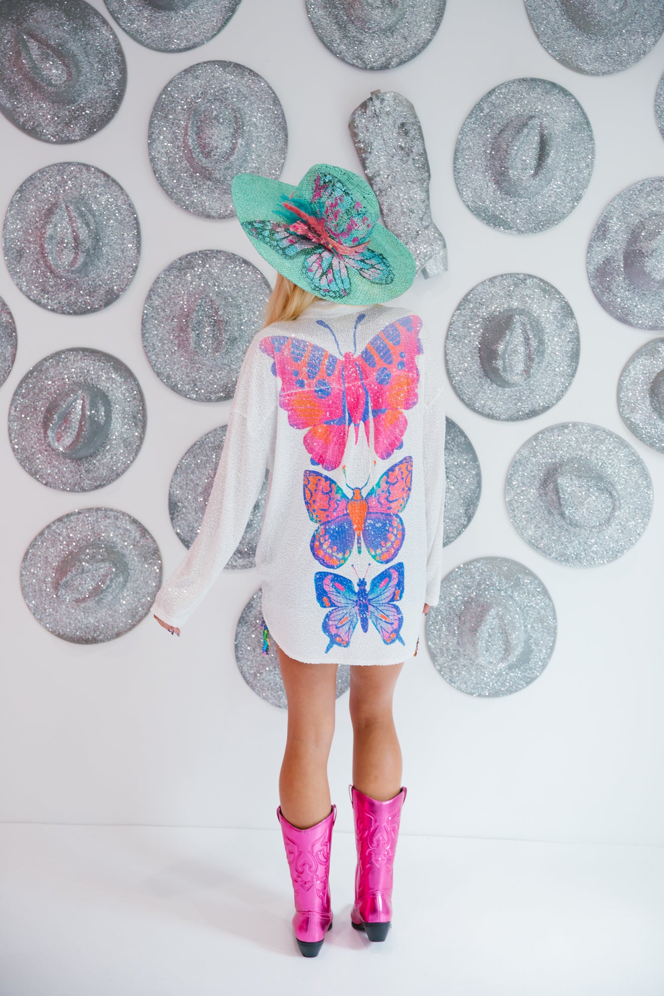 ALL THE BUTTERFLIES SEQUIN BUTTON DOWN Button Down Judith March