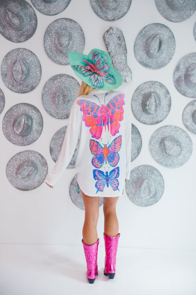 ALL THE BUTTERFLIES SEQUIN BUTTON DOWN Button Down Judith March