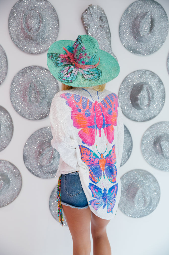 ALL THE BUTTERFLIES SEQUIN BUTTON DOWN Button Down Judith March SMALL