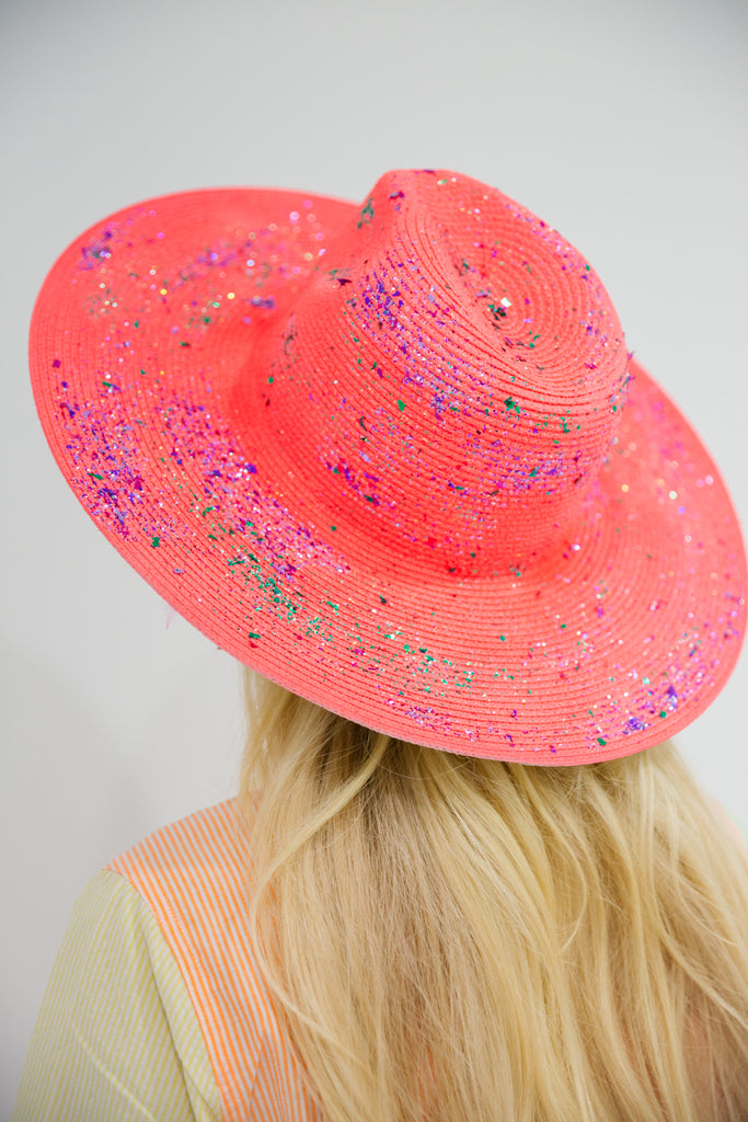 Pink sun hat with glitter
