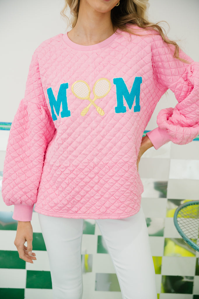 TENNIS MOM QUILTED PULLOVER