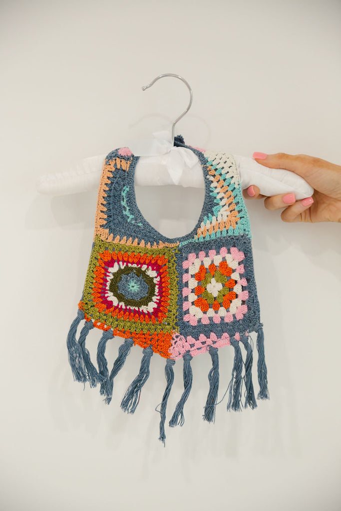Colorful crochet bib. 