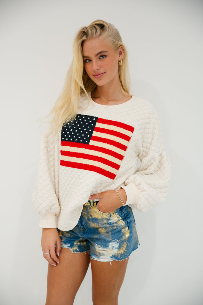 ALL AMERICAN QUILTED PULLOVER