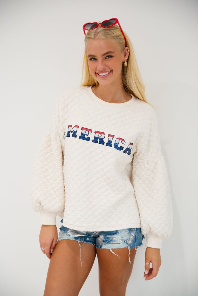 MISS AMERICA QUILTED PULLOVER