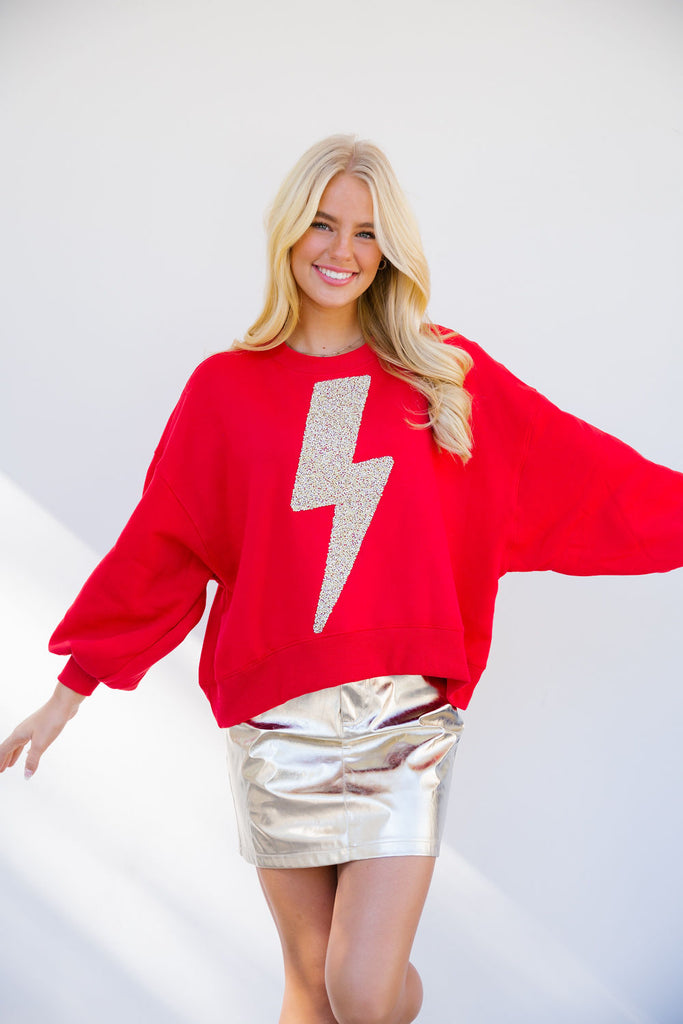 STRIKING RED PULLOVER