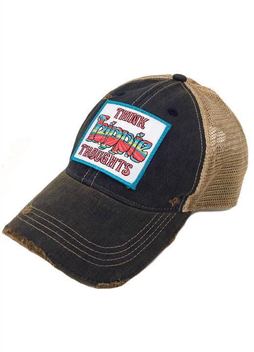 THINK HIPPIE THOUGHTS PATCH HAT Hats Judith March DENIM DISTRESSED  