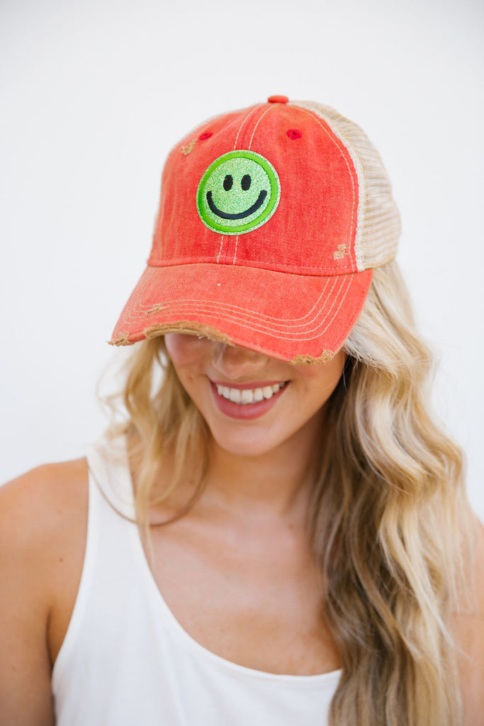 PURSUIT OF HAPPINESS PATCH HAT Hats Judith March RED DISTRESSED  
