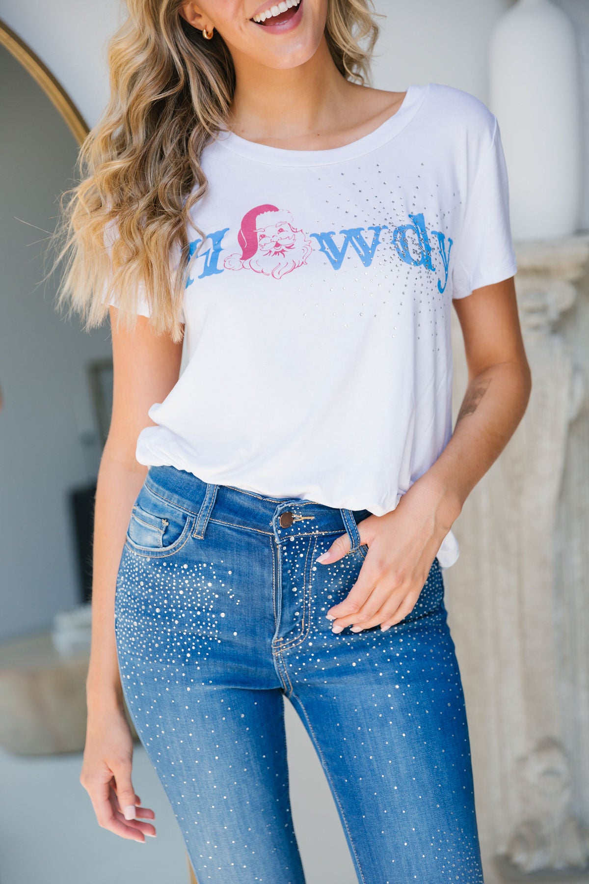 SKINNY JEANS WITH SPARKLE BOTTOMS Judith March   