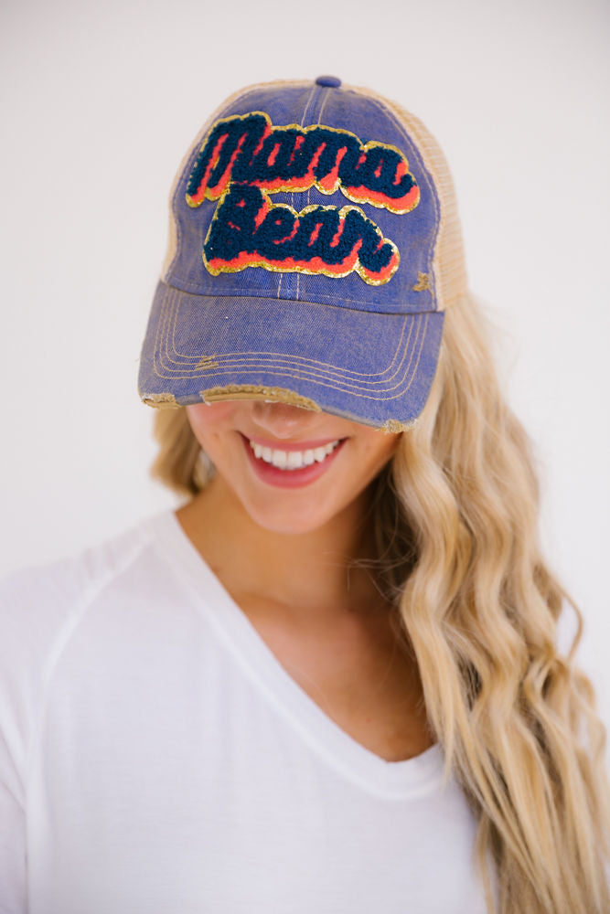 MAMA BEAR GOLD TRIM PATCH HAT Hats Judith March DENIM  