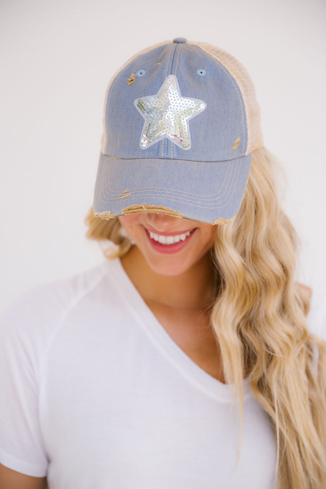 SEQUIN STAR PATCH HAT