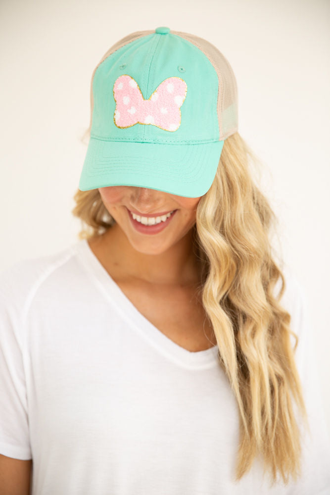 BOW PATCH HAT Hats Judith March SEAFOAM NON DISTRESSED  