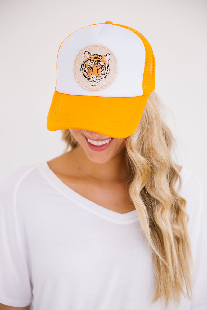 TIGER TRUCKER HAT Hats Judith March ORANGE/WHITE TRUCKER  