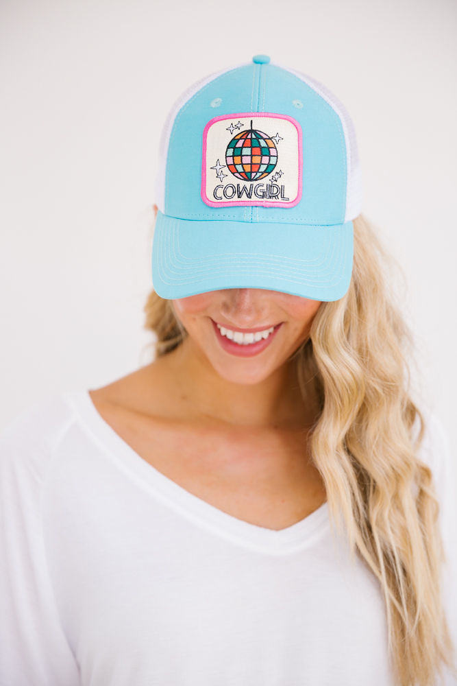 DISCO COWGIRL PATCH HAT Hats Judith March TURQUOISE STRUCTURED  