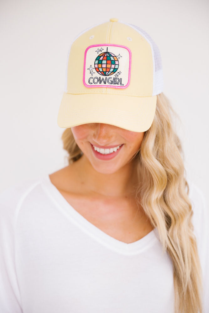 DISCO COWGIRL PATCH HAT Hats Judith March YELLOW STRUCTURED  