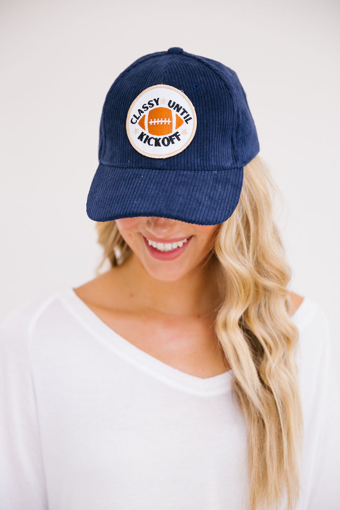 CLASSY UNTIL KICKOFF PATCH HAT Hats Judith March NAVY CORDUROY  