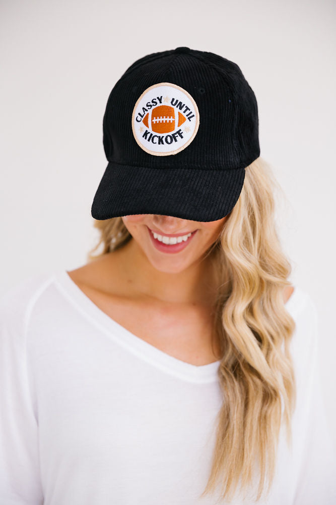 CLASSY UNTIL KICKOFF PATCH HAT Hats Judith March BLACK CORDUROY  