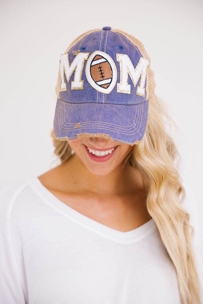 GAMEDAY HAT COLLECTION Hats Judith March FOOTBALL MOM LETTERS - DENIM DISTRESSED  