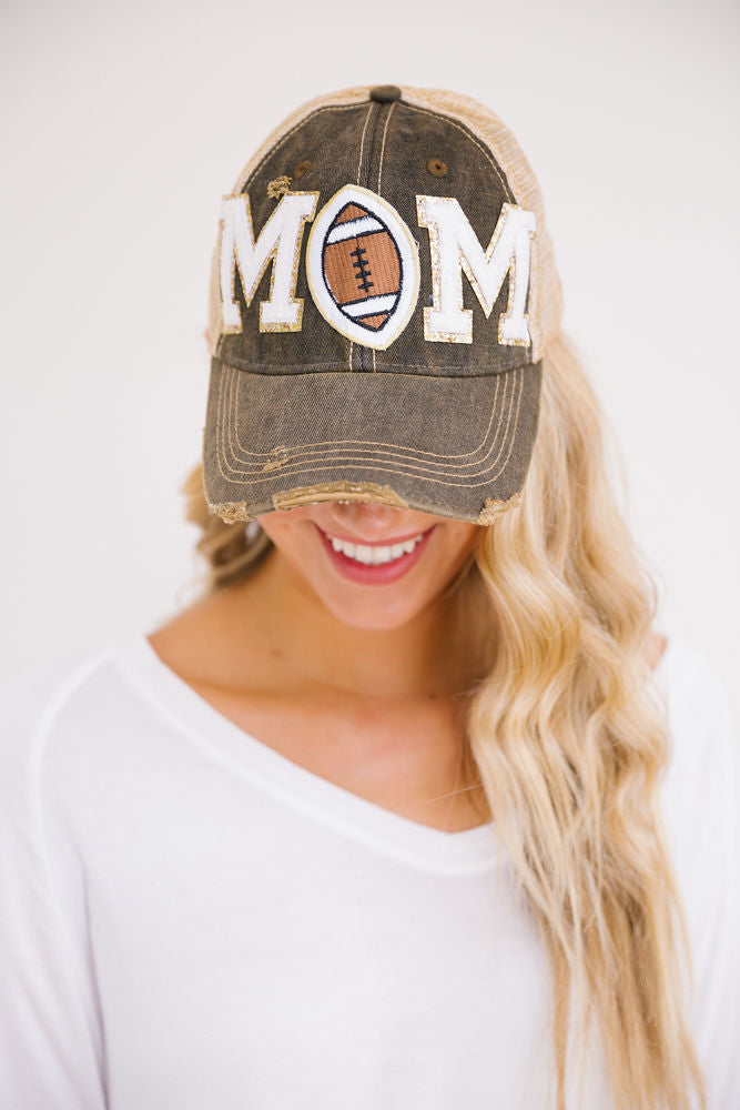 GAMEDAY HAT COLLECTION Hats Judith March FOOTBALL MOM LETTERS - BLACK DISTRESSED  