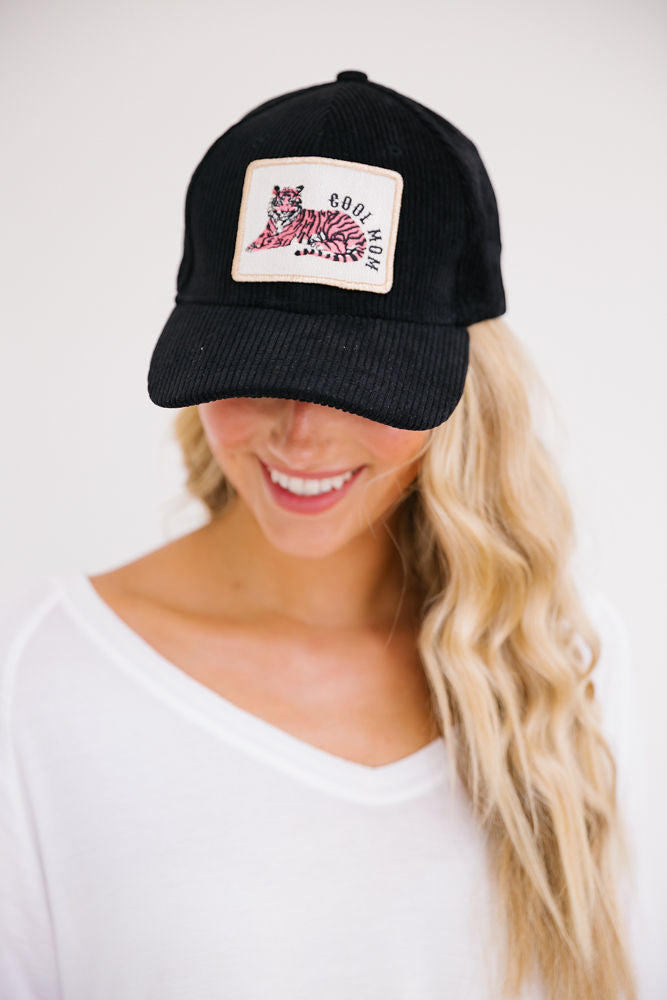 COOL MOM PATCH HAT HAT Judith March BLACK CORDUROY  