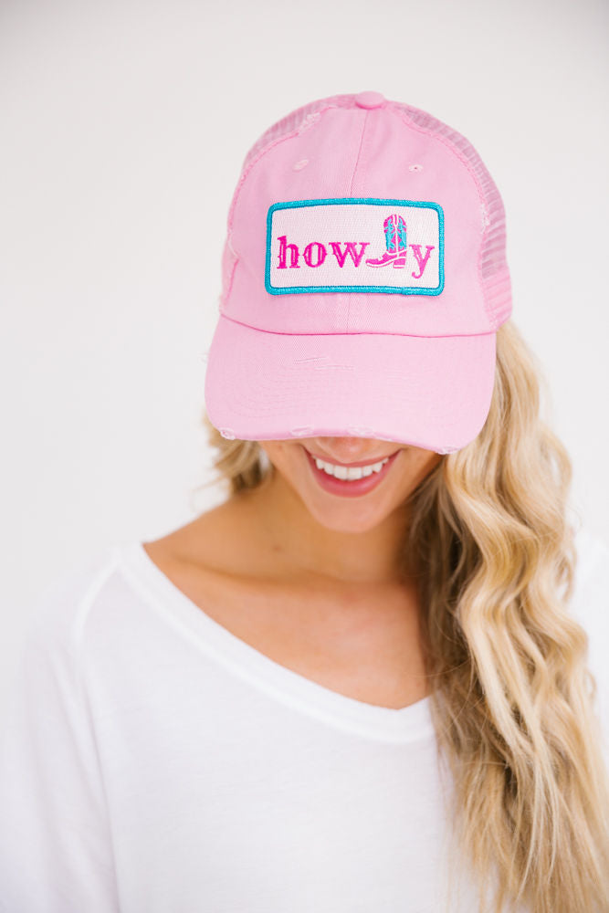 HOWDY BOOT PATCH HAT Hats Judith March PINK  