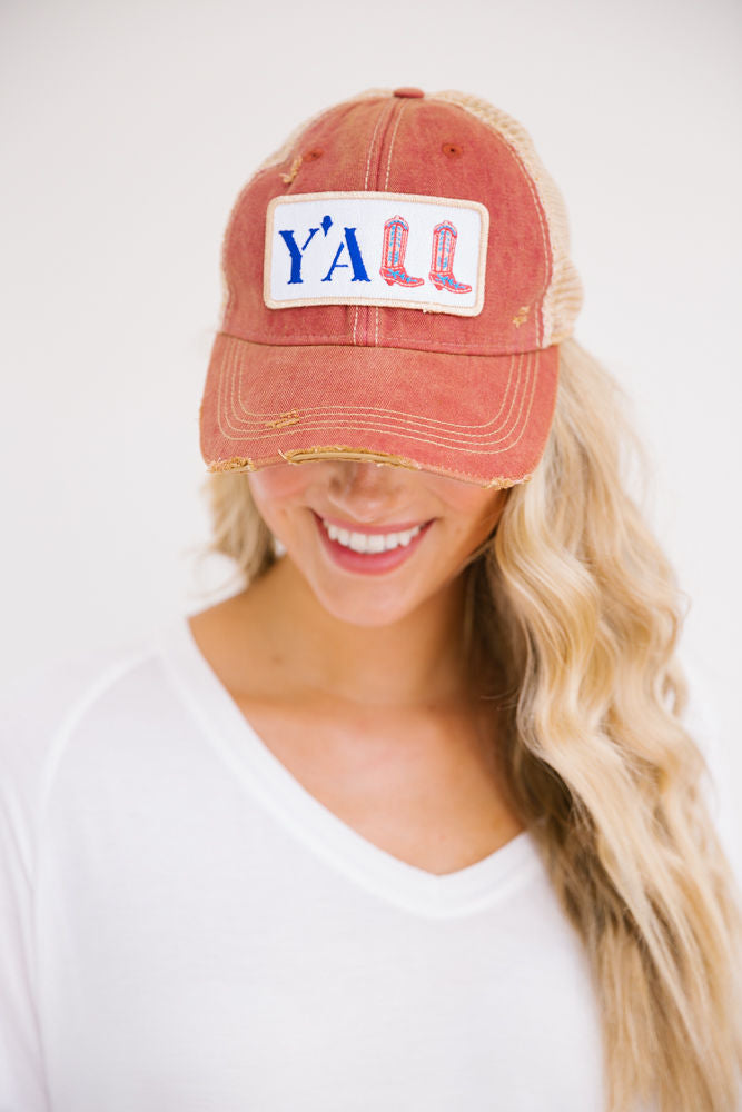 HEY "YALL" PATCH HAT HAT Judith March RUST  