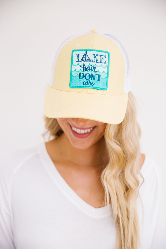 LAKE HAIR DON'T CARE PATCH HAT Hats Judith March YELLOW STRUCTURED  