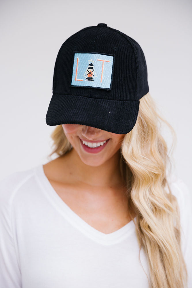 LIT PATCH HAT Hats Judith March BLACK CORDUROY  