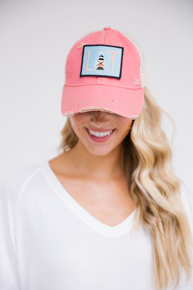LIT PATCH HAT Hats Judith March GRAPEFRUIT DISTRESSED  