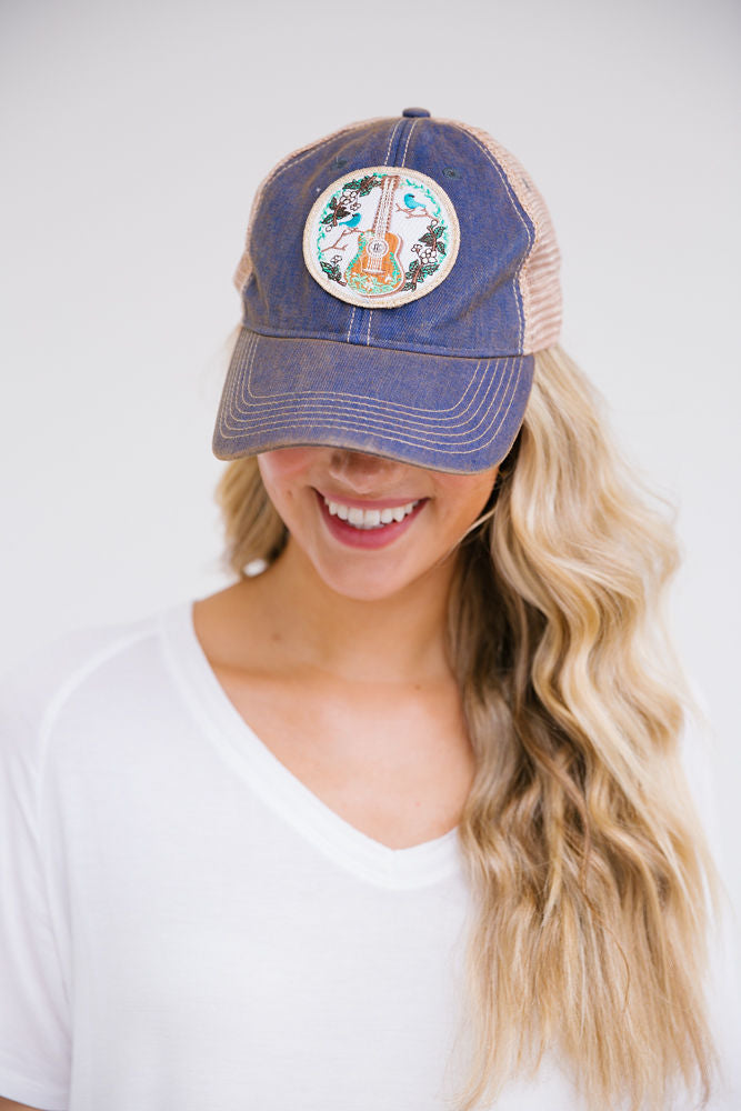 MYSTIC GUITAR PATCH HAT Hats Judith March DENIM DISTRESSED  