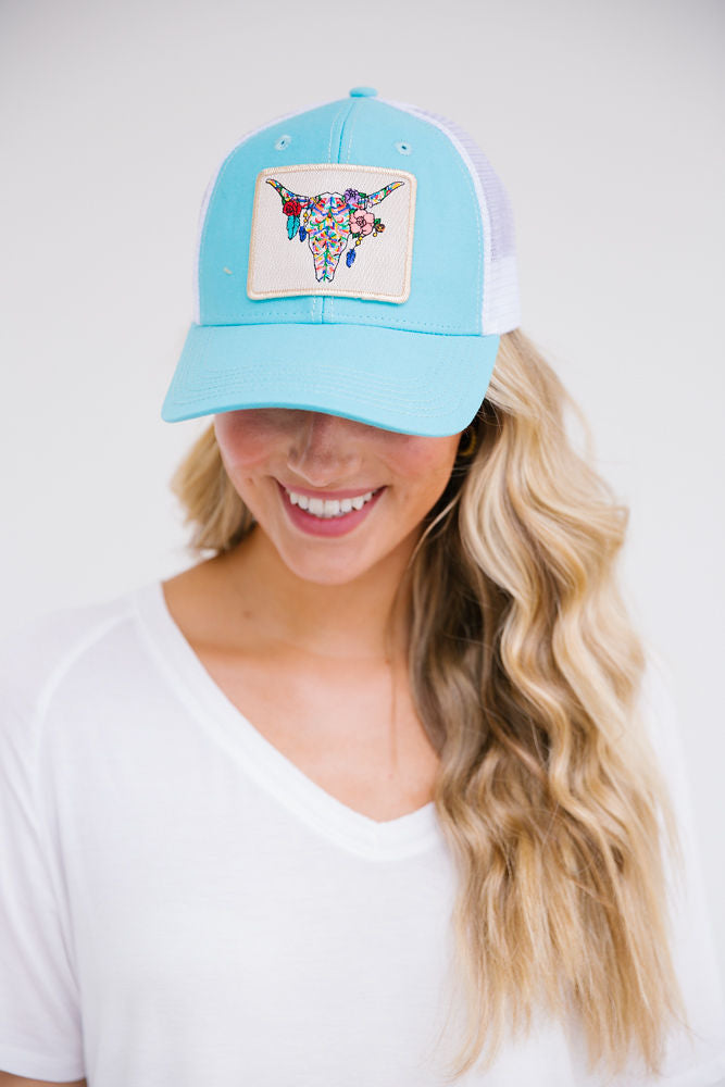 BOHO STEERHEAD PATCH HAT Hats Judith March TURQUOISE  