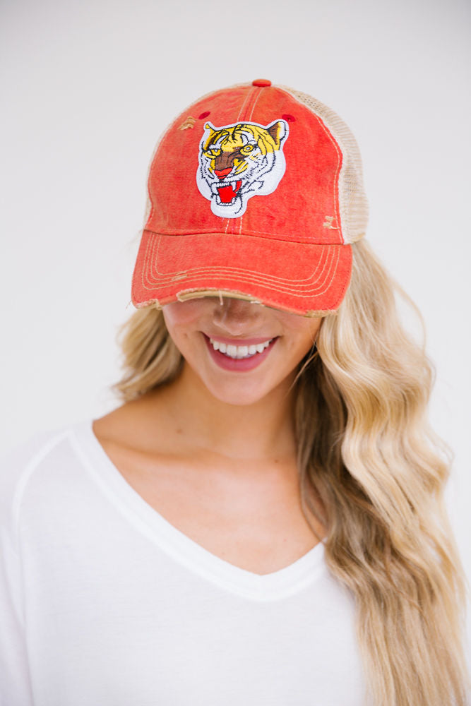 RUMBLE IN THE JUNGLE PATCH HAT Hats Judith March RED DISTRESSED  