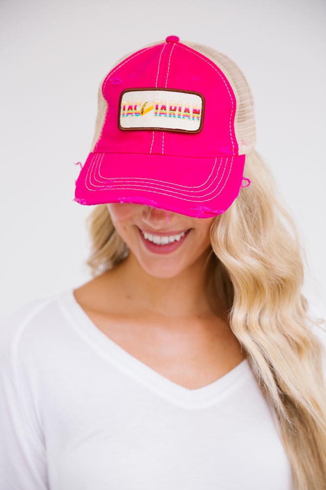 TACO-TARIAN PATCH HAT HAT Judith March PINK DISTRESSED  