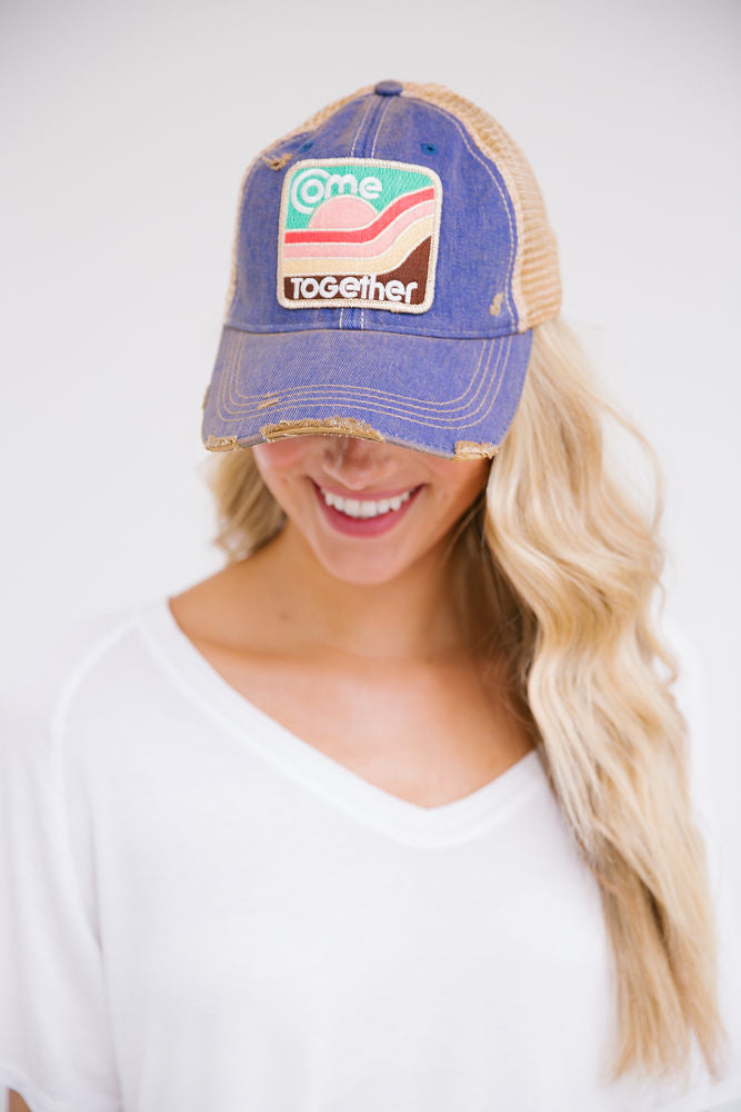 COME TOGETHER PATCH HAT Hats Judith March DENIM DISTRESSED  