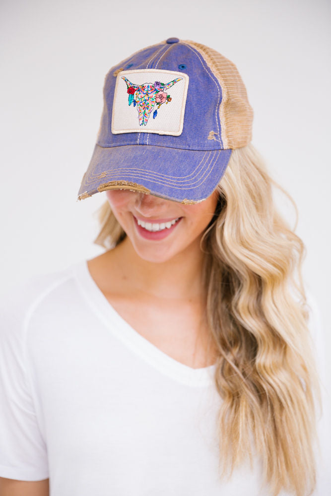 BOHO STEERHEAD PATCH HAT Hats Judith March DENIM  