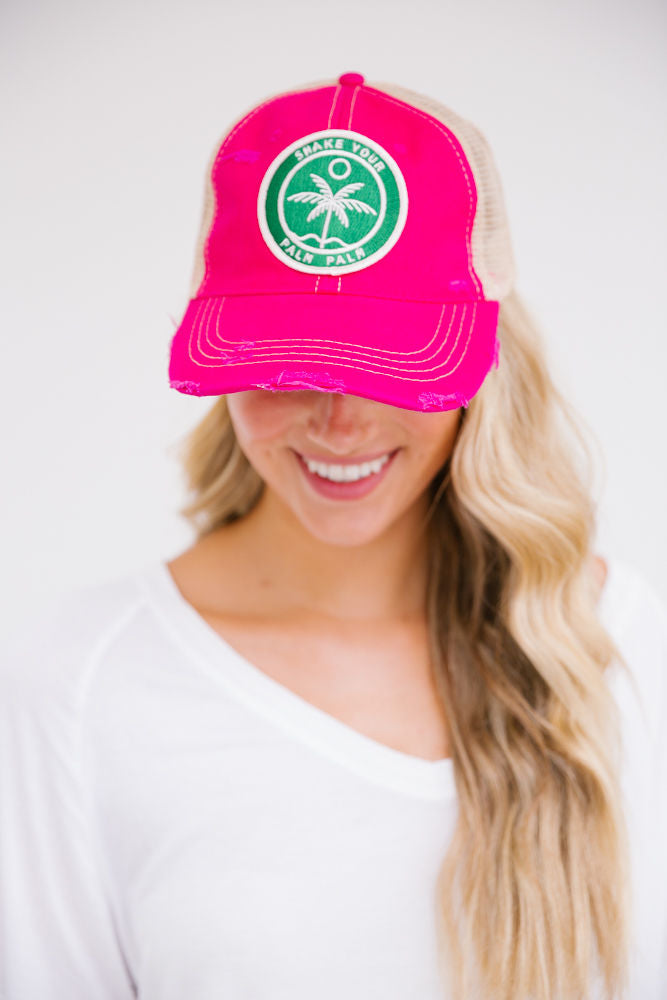 SHAKE YOUR PALM PALM PATCH HAT Hats Judith March HOT PINK  