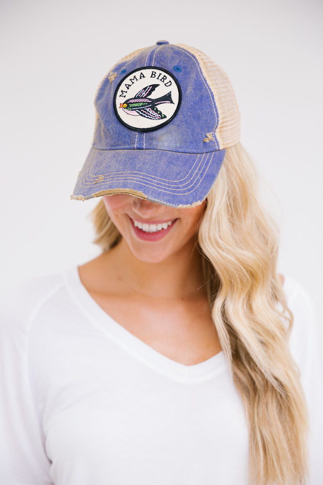 MIDNIGHT MAMA BIRD PATCH HAT Hats Judith March DENIM DISTRESSED  