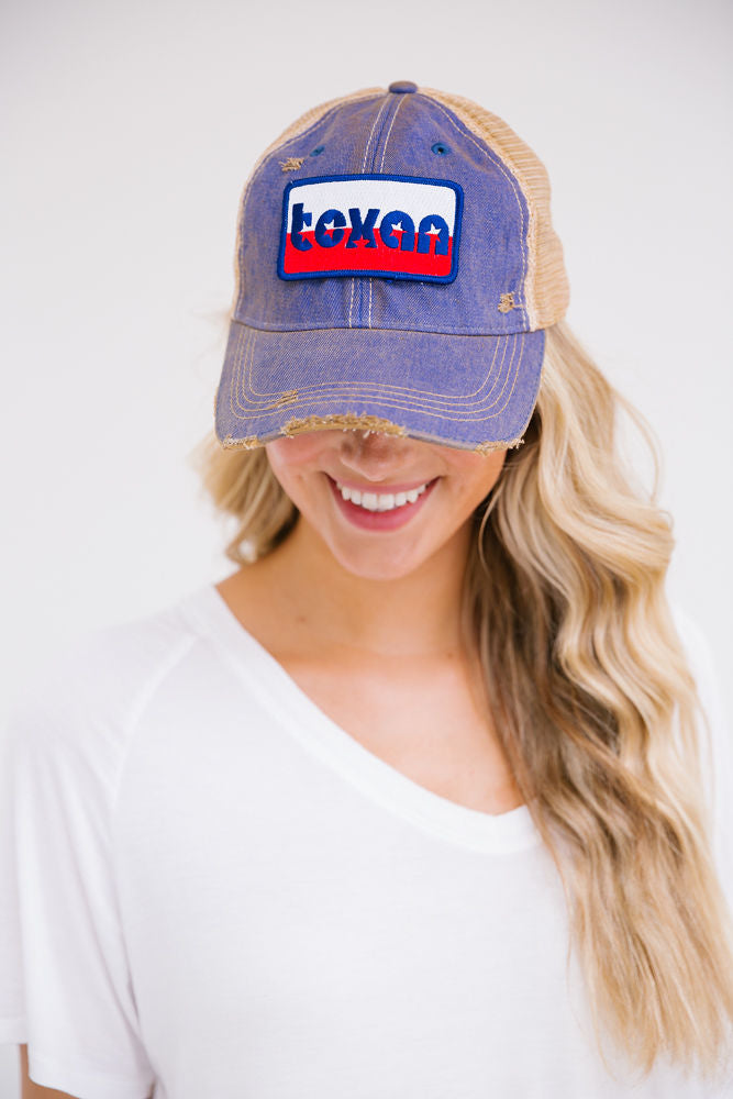 LONE STAR TEXAN PATCH HAT Hats Judith March DENIM DISTRESSED  