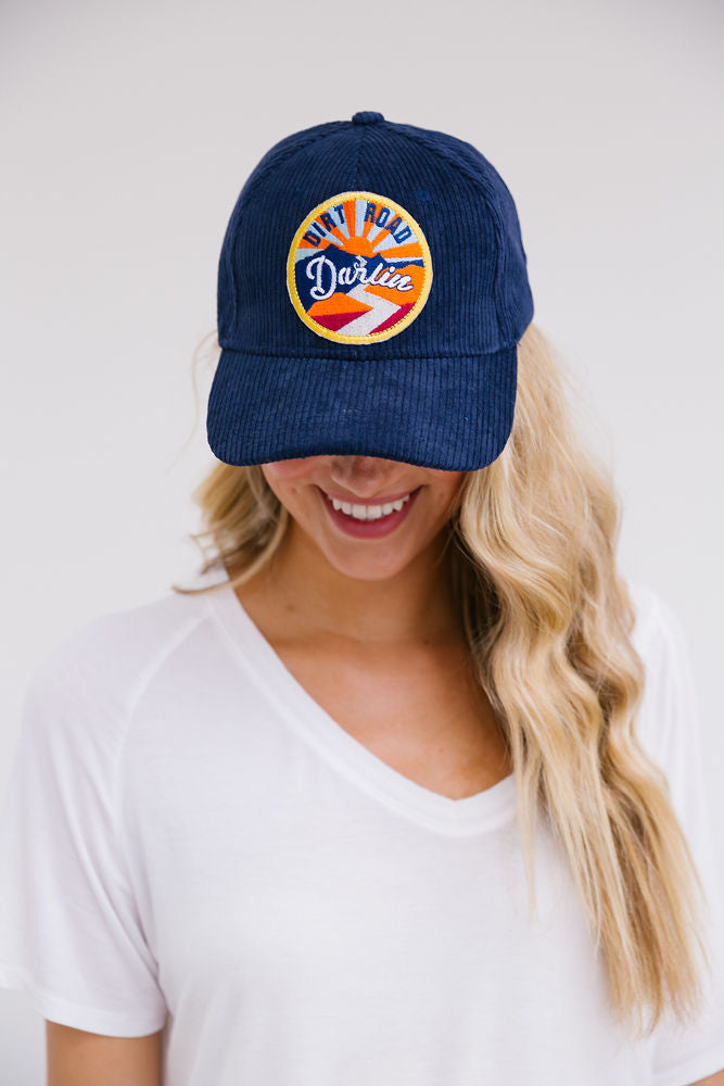 SUNSET DIRT ROAD DARLIN PATCH HAT Hats Judith March NAVY CORDUROY  