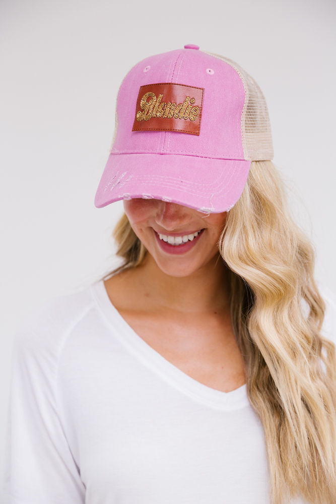 BEADED LEATHER BLONDIE PATCH HAT