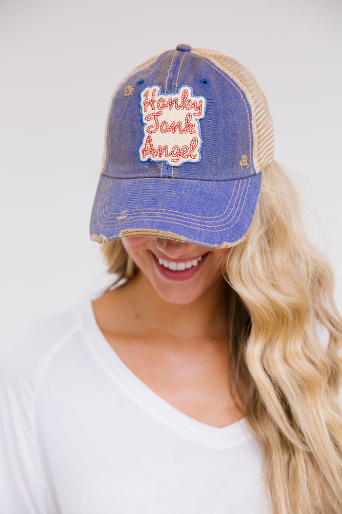 HONKY TONK ANGEL PATCH HAT Hats Judith March DENIM DISTRESSED  