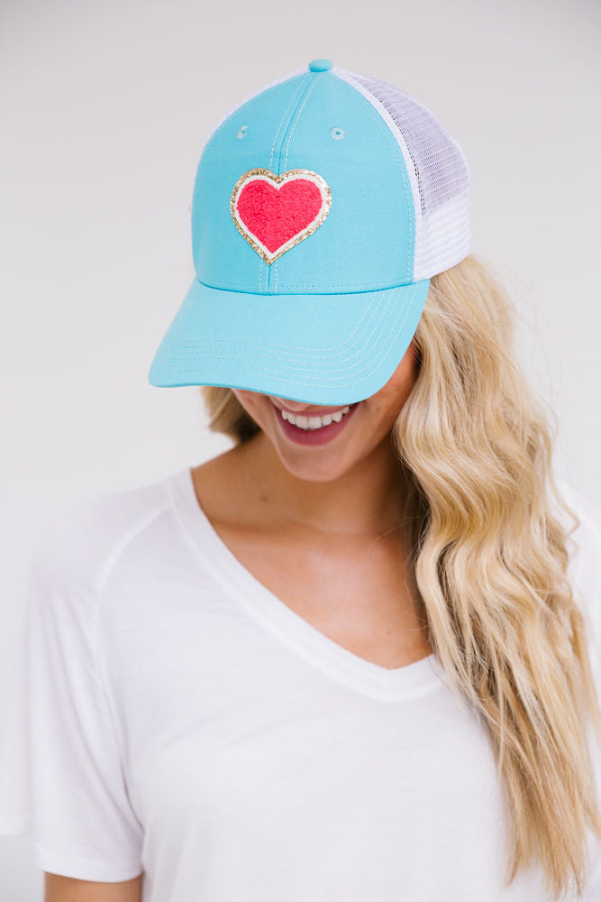 YOUNG LOVE PATCH HAT Hats Judith March TURQUOISE BLUE  