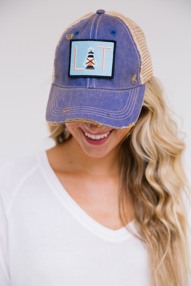 LIT PATCH HAT Hats Judith March DENIM DISTRESSED  