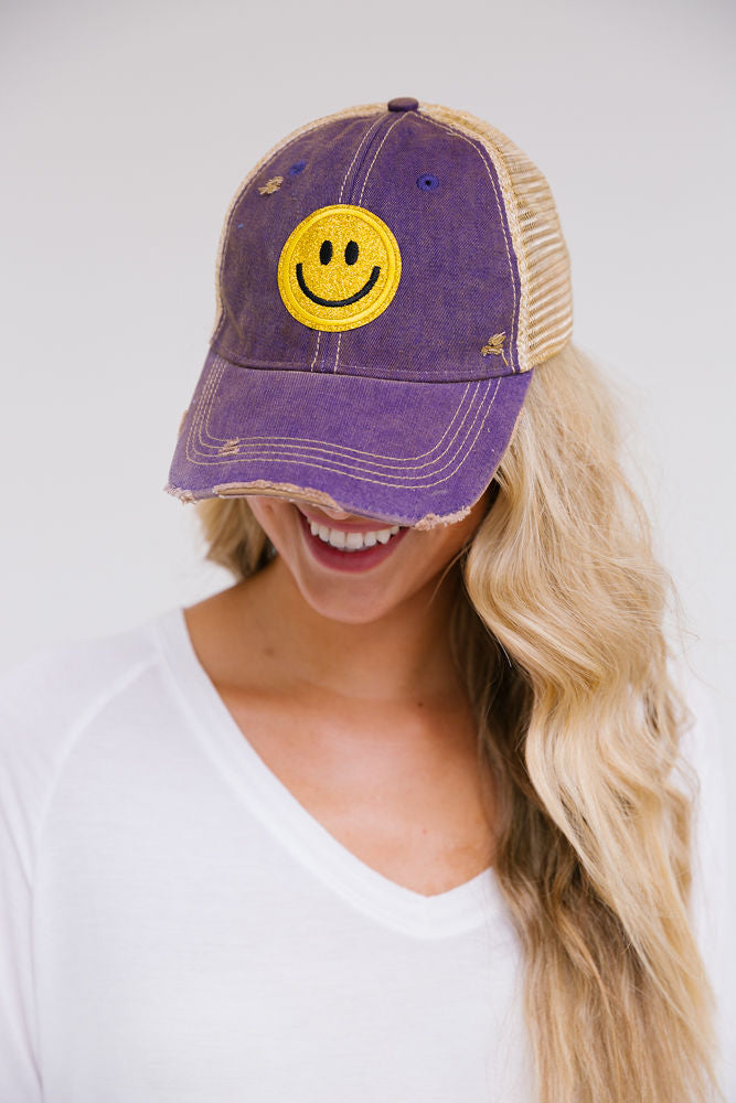 GOLD SMILEY PATCH HAT HAT Judith March   