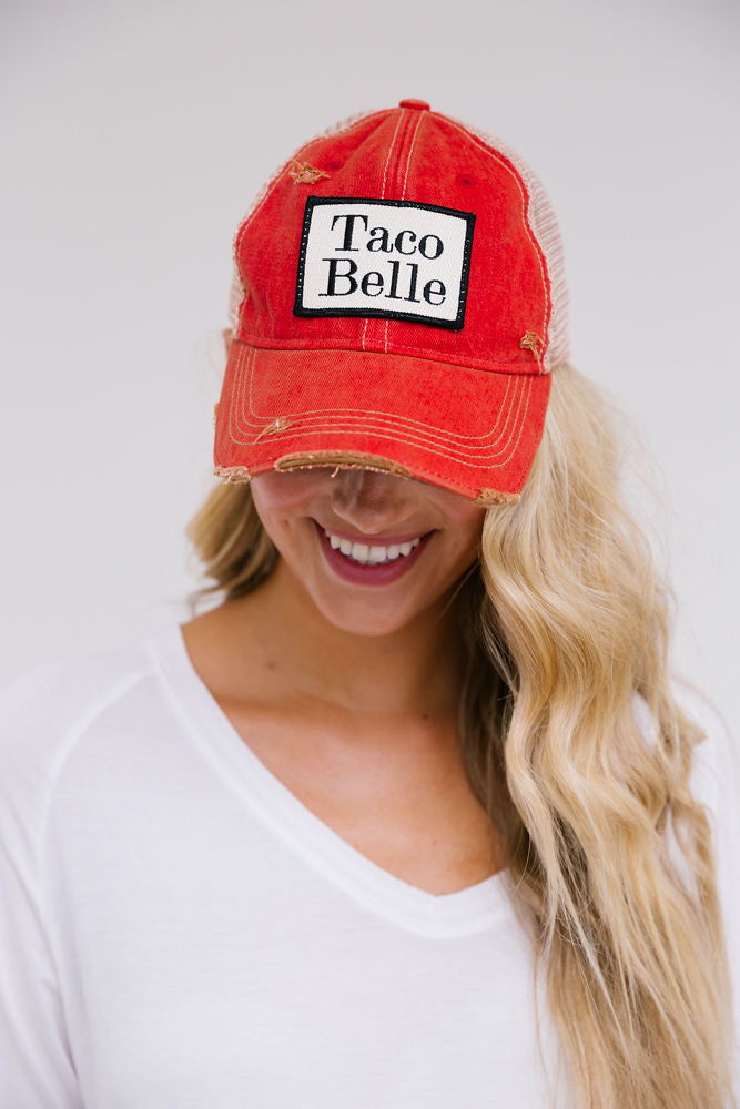 TACO BELLE PATCH HAT Hats Judith March RED DISTRESSED  