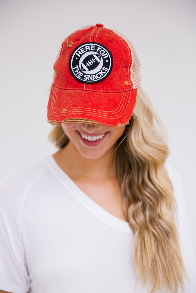 GAMEDAY HAT COLLECTION Hats Judith March HERE FOR THE SNACKS - RED DISTRESSED  